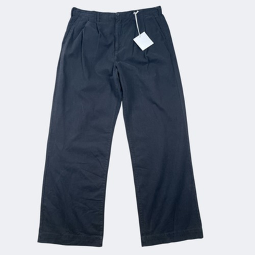 Pistola Pants Women 32 Black Ellery Pleated Chino Straight Wide Leg Cotton Twill